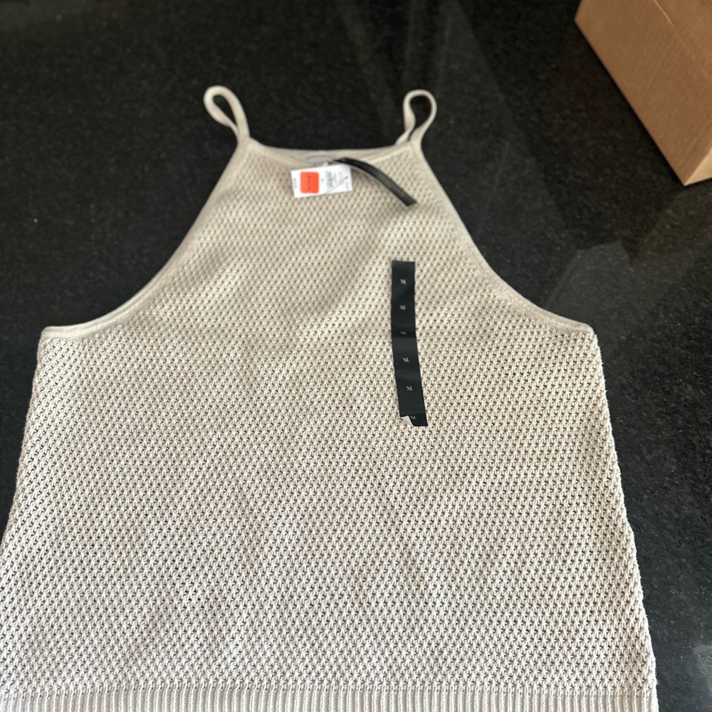 Banana Republic Cream Open-Knit Halter Tank
